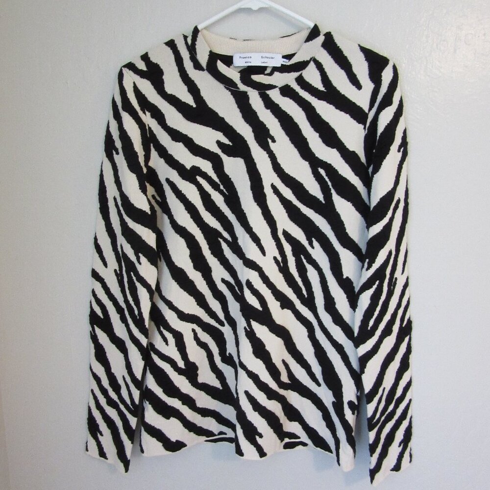 Proenza Schouler White Label Cream & Black Pullover Long Sleeve XL Top Flaw